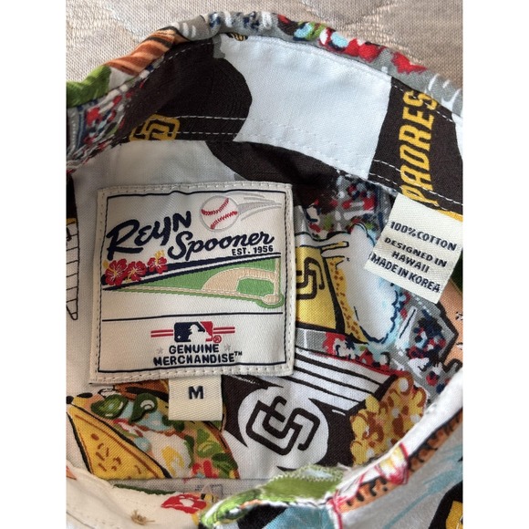 San Diego Padres Shirt Mens Medium White MLB Baseball Reyn Spooner Hawaiian - Picture 5 of 7